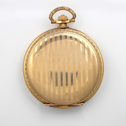 413 - A GOLD-PLATED HUNTER-CASED POCKET WATCH