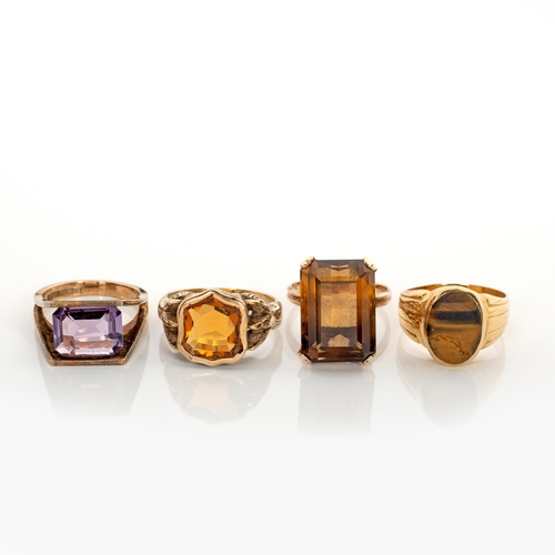 472 - A MISCELLANEOUS GROUP OF FOUR GEM-SET RINGS