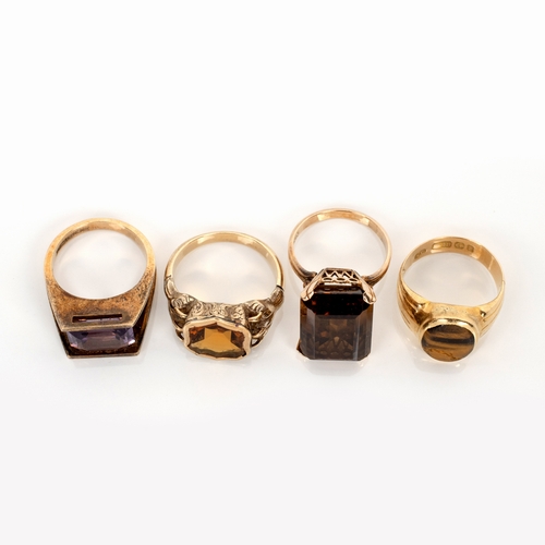 472 - A MISCELLANEOUS GROUP OF FOUR GEM-SET RINGS