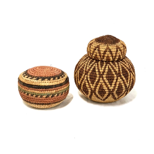 611 - TWO ZULU ILALA PALM BASKETS, HLABISA, NORTHERN ZULULAND