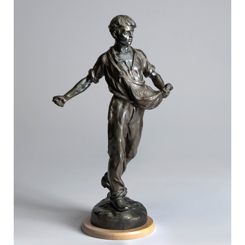 671 - A FRENCH SPELTER FIGURE OF A SEED SOWER