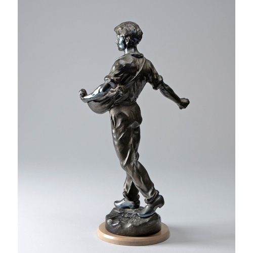 671 - A FRENCH SPELTER FIGURE OF A SEED SOWER