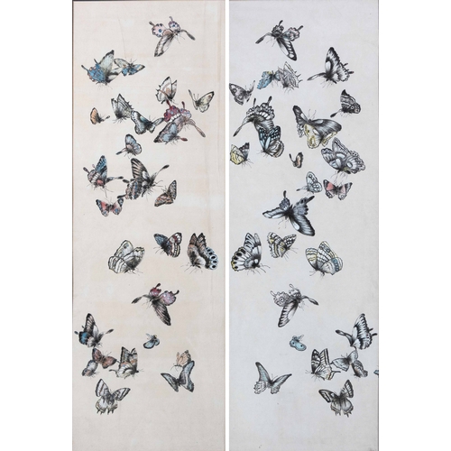 685 - A PAIR OF INK ON PAPER âBUTTERFLYâ PAINTINGS, QING DYNASTY, 19TH CENTURY