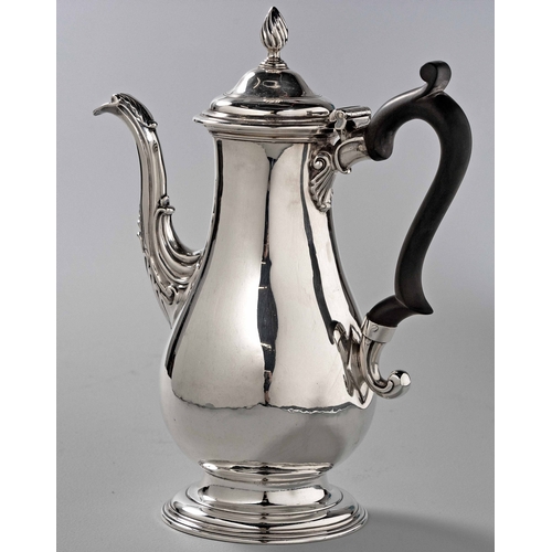 753 - A GEORGE III SILVER COFFEE POT, MAKER'S MARK RUBBED, LONDON, 1771