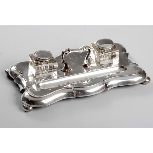 785 - A VICTORIAN SILVER INKSTAND, JAMES DIXON AND SONS, SHEFFIELD, 1897