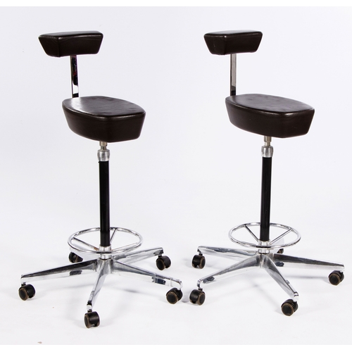 949 - A PAIR OF VINYL AND CHROME BARSTOOLS, RETAILED BY VIADUCT LONDON