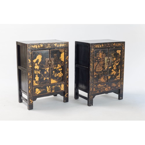 155 - A PAIR OF CHINESE GILT LACQUERED CUPBOARDS, 20TH CENTURY