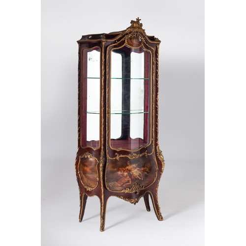 137 - A FRENCH KINGSWOOD, PAINTED AND GILT-METAL MOUNTED VITRINE, 19TH CENTURY