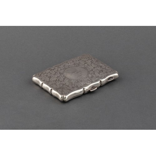 1057 - AN EDWARD VII SILVER CARD HOLDER, MAKER'S MARK RUBBED, BIRMINGHAM, 1906