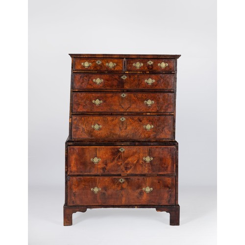 117 - A GEORGE III WALNUT CHEST-ON-CHEST