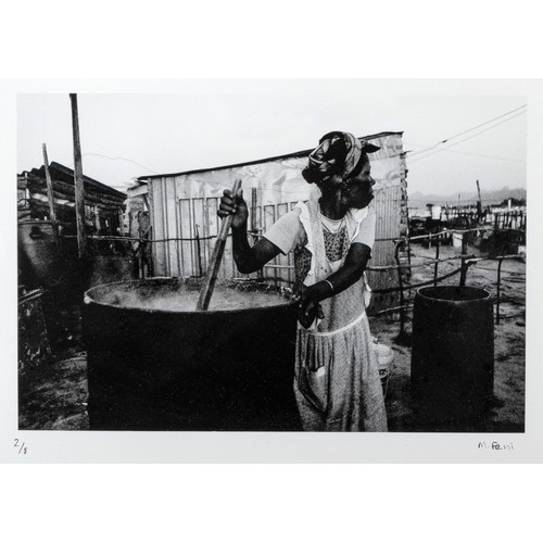 296 - Masixole Feni (South African 20th/21st Century) WOMAN WASHING CLOTHES