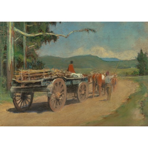 324 - Walter Wiles (South African 1875 - 1966) CATTLE CART ON COUNTRY ROAD