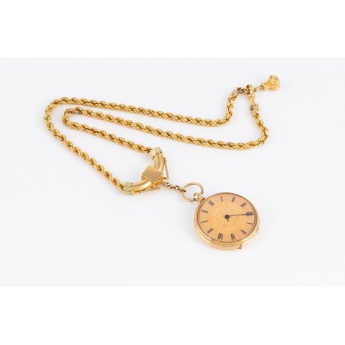 971 - AN 18CT GOLD OPEN-FACED POCKETWATCH