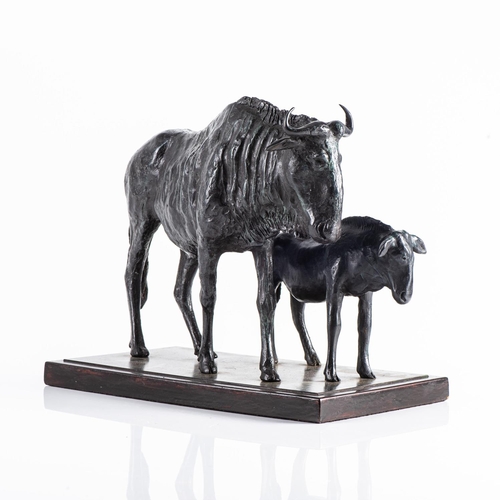 286 - Laurence Anthony Chait (South Africa 1943 - ): WILDEBEEST WITH CALF