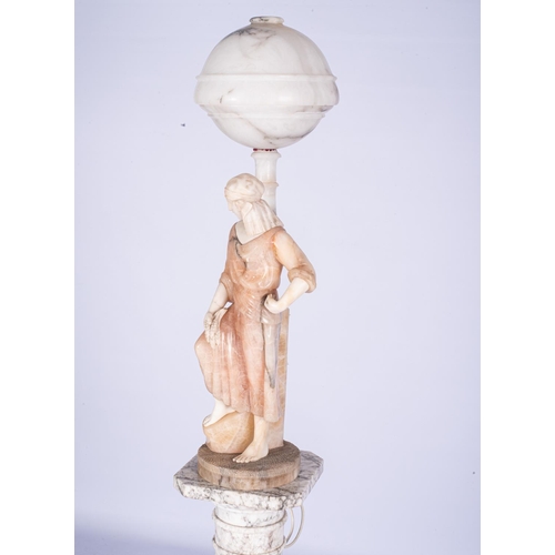 150 - A LARGE ALABASTER AND MARBLE FIGURAL LAMP