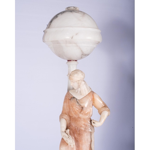 150 - A LARGE ALABASTER AND MARBLE FIGURAL LAMP