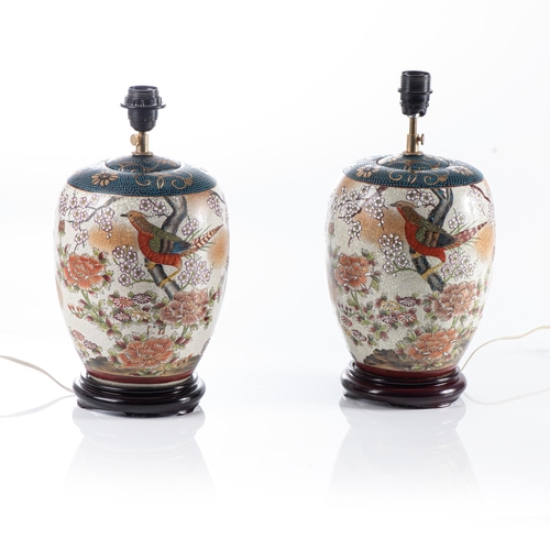 158 - A PAIR OF JAPANESE SATSUMA TABLE LAMPS