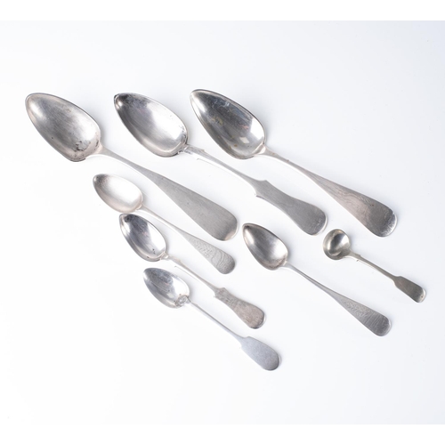 482 - A MISCELLANEOUS COLLECTION OF SPOONS, POSSIBLY RUSSIAN, 19TH CENTURY