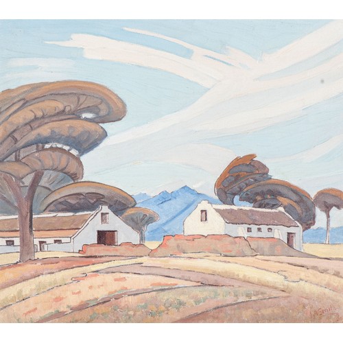 476 - Johannes Antonie Smith (South Africa 1886 - 1954): CAPE HOMESTEAD IN A LANDSCAPE