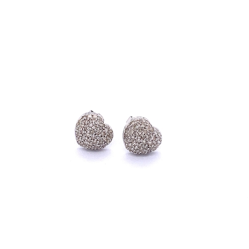 94 - PAIR OF HEART DESIGN DIAMOND EARRINGS