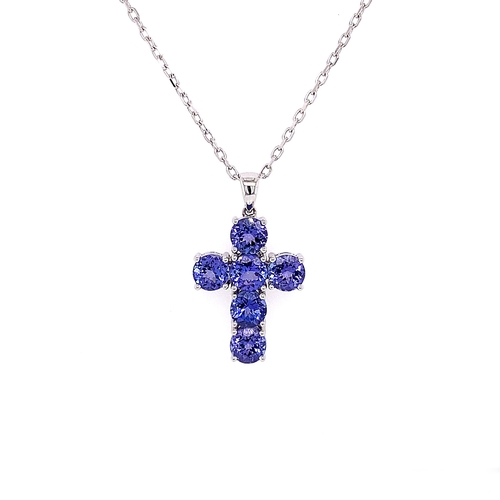 99 - ROUND TANZANITE CROSS PENDANT