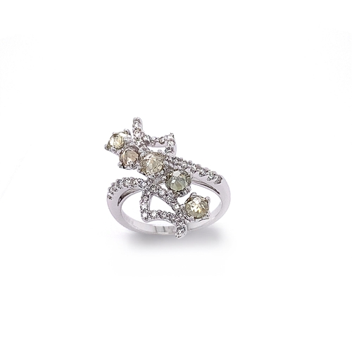 219 - FANCY NATURAL DIAMOND DRESS RING