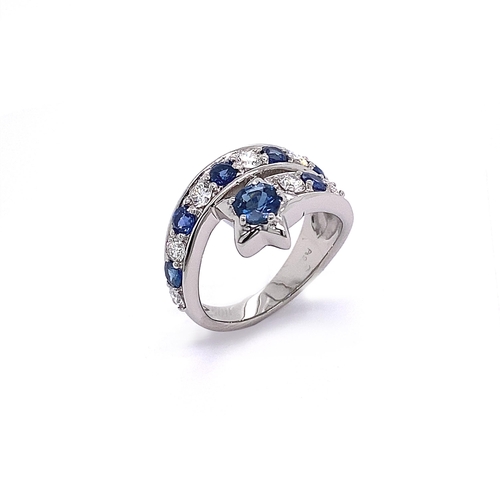 225 - SAPPHIRE AND DIAMOND OVERLAP RING