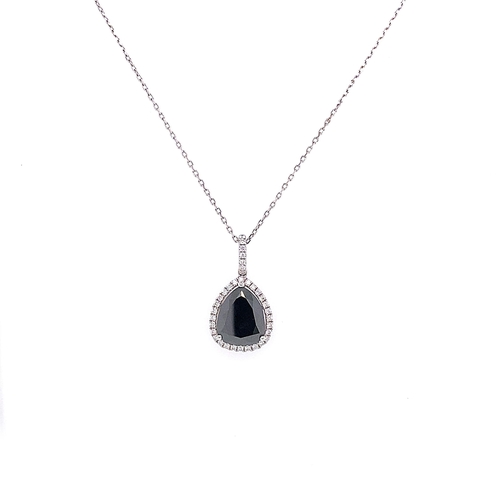 243 - PEAR BLACK DIAMOND HALO PENDANT