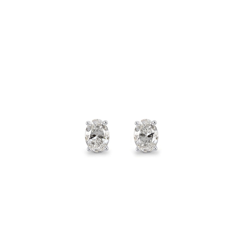 254 - PAIR OF 4CLAW OVAL DIAMOND STUD EARRINGS