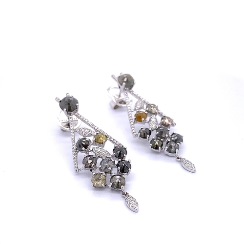 65 - PAIR OF NATURAL DIAMOND DROP EARRINGS