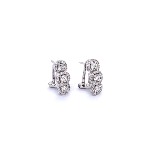 72 - PAIR OF 3 HALO DESIGN DIAMOND EARRINGS