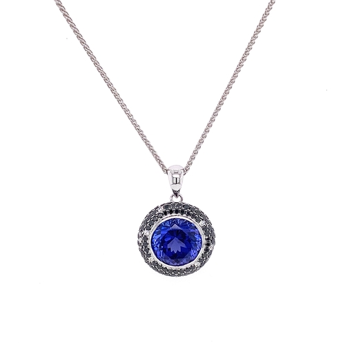 84 - ROUND TANZANITE DOUBLE HALO PENDANT