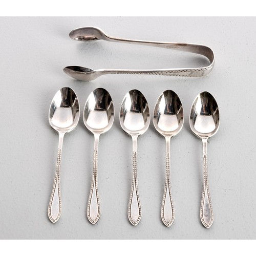 1148 - FIVE GEORGE V POINTED OLD ENGLISH PATTERN SILVER TEASPOONS, WILLIAM SUCKLING LTD, BIRMINGHAM, 1936