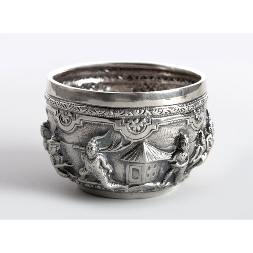 1211 - A BURMESE SILVER BOWL, MAKER'S MARKS INDISTINCT