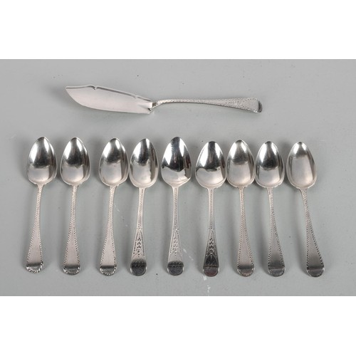 1067 - THREE GEORGE III OLD ENGLISH PATTERN SILVER TEASPOONS, DUNCAN URQUHART AND NAPHTALI HART, LONDON, CI... 