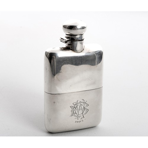 1110 - AN EDWARD VII SILVER HIP FLASK, DEAKIN AND FRANCIS LTD, BIRMINGHAM, 1903