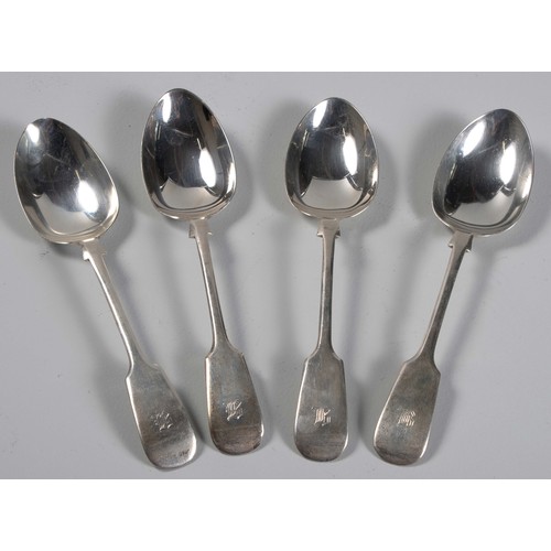 1126 - FOUR GEORGE V SILVER FIDDLE PATTERN TABLE SPOONS, DEAKIN AND SONS, SHEFFIELD, 1913