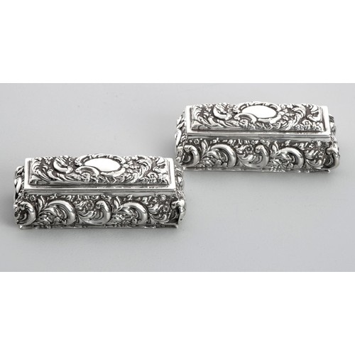 1105 - A PAIR OF VICTORIAN SILVER DRESSING TABLE BOXES, THOMAS HAYES, BIRMINGHAM, 1901