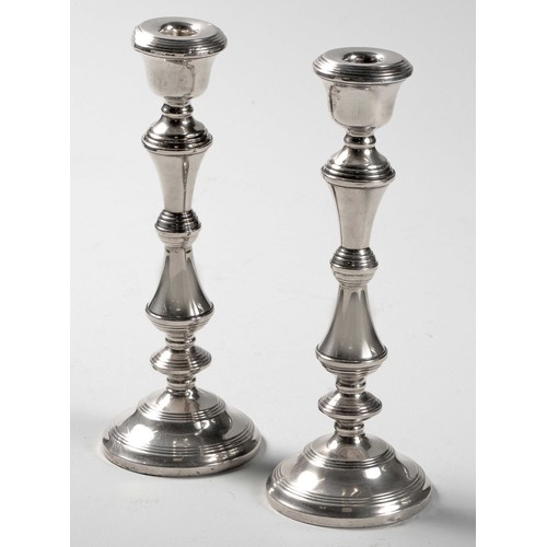 1158 - A PAIR OF ELIZABETH II SILVER CANDLESTICKS, BROADWAY AND CO, BIRMINGHAM, 1962