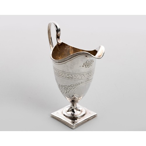 1066 - A GEORGE III SILVER CREAMER, JOHN HUTSON,  LONDON, 1796