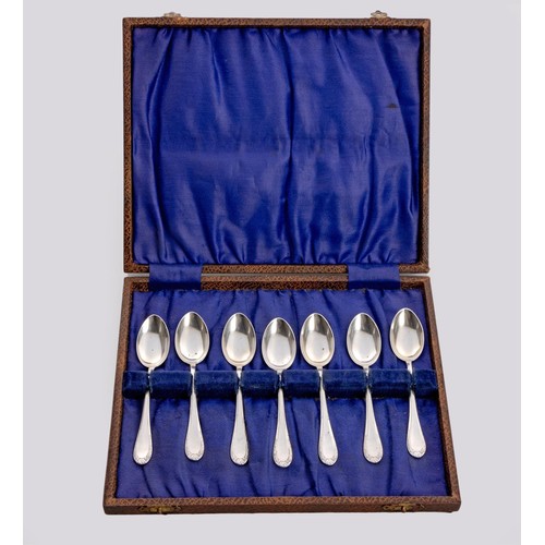 1181 - A CASED SET OF SEVEN GERMAN SILVER COFFEE SPOONS