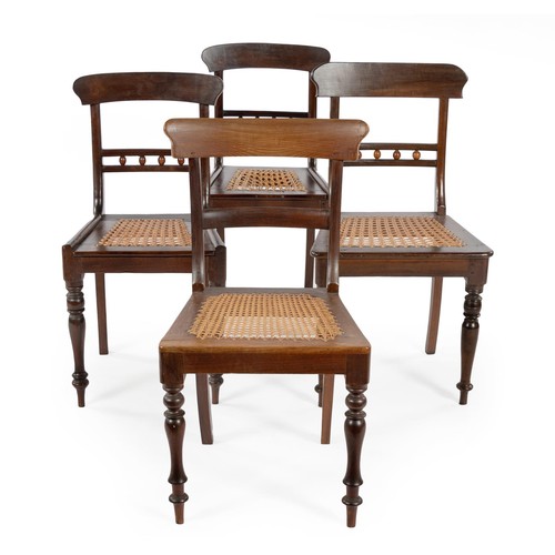 87 - A HARLEQUIN SET OF FOUR CAPE REGENCY STINKWOOD CHAIRS