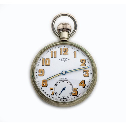 722 - AN OPEN-FACED POCKET WATCH, ROTARY