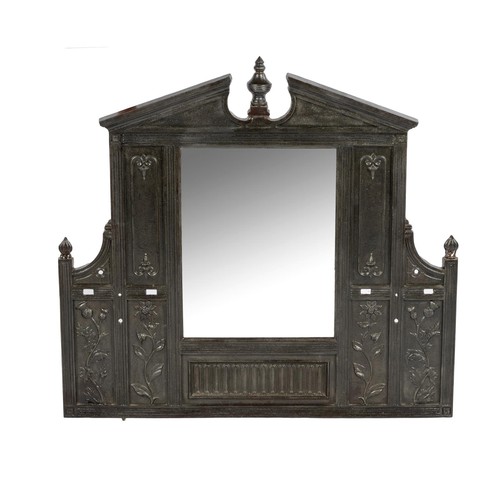 123 - A CAST IRON OVERMANTEL MIRROR