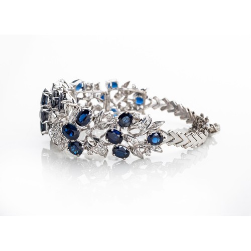 653 - A SAPPHIRE AND DIAMOND BRACELET