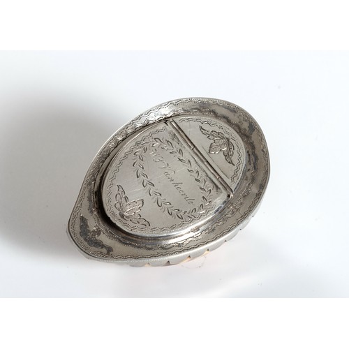 1215 - A CAPE SILVER-MOUNTED COWRIE SHELL SNUFF BOX, JOHN TOWNSEND