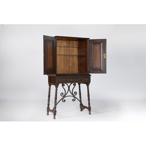 101 - AN EBONISED CABINET-ON-STAND, 20TH CENTURY