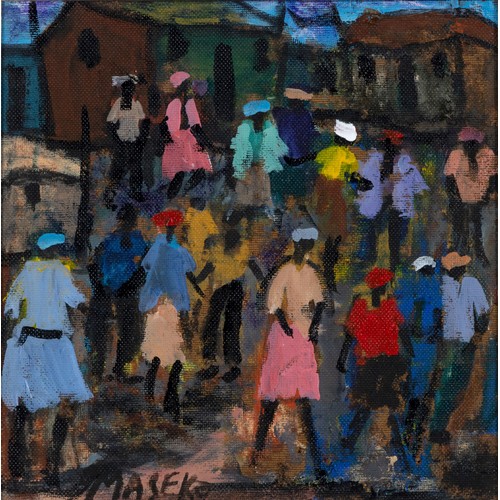 171 - Joseph Ramapulane Maseko (South African 1940-2008): FIGURES WALKING