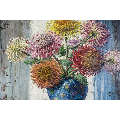 264 - Vladimir Grigoryevich Tretchikoff (South African 1913-2006): STILL LIFE WITH CHRYSANTHEMUMS IN AN OR... 