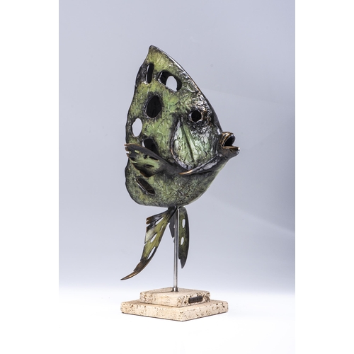 562 - A DIETMAR WEINING BRONZE SCULPTURE OF A FISH, 20TH CENTURY